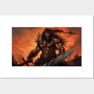 Barbarian Warrior Savage Fury Posters and Art